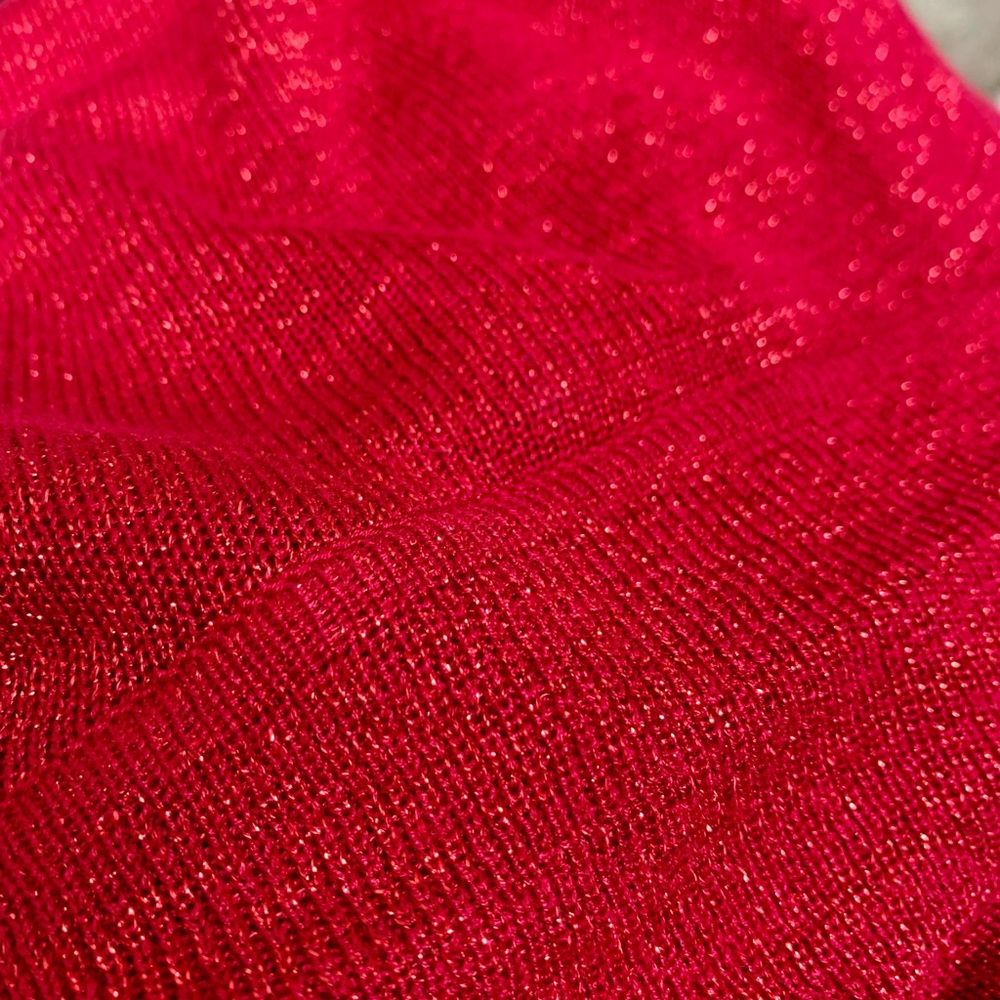 Easywear by Chicos red shimmer open drape cardigan, size 2 ( Large) - Picture 5 of 5
